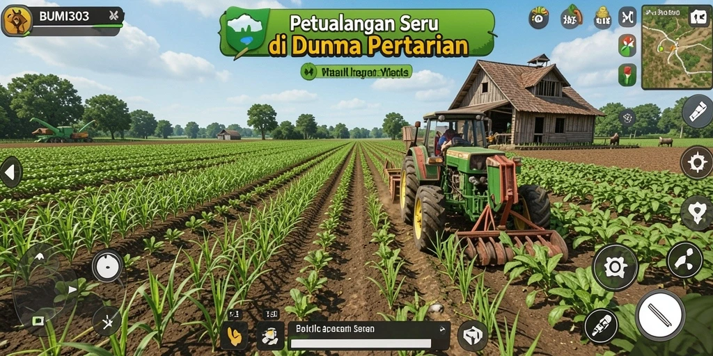 Gameplay BUMI303 menampilkan aktivitas pertanian yang seru dan interaktif.