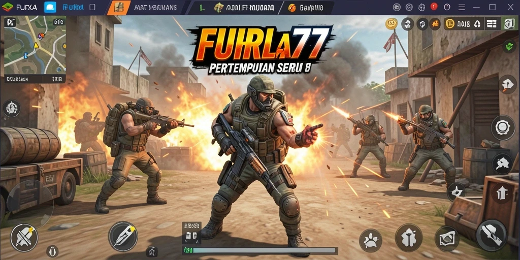 Tampilan gameplay FURLA77 dengan pertempuran Battle Royale yang seru.