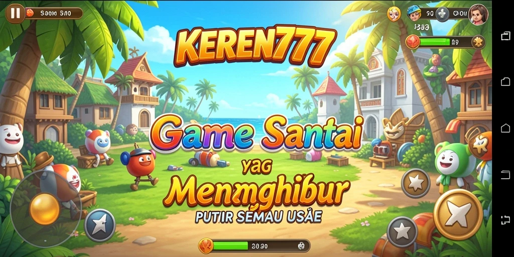 Tampilan gameplay KEREN777 yang ceria dan menarik.