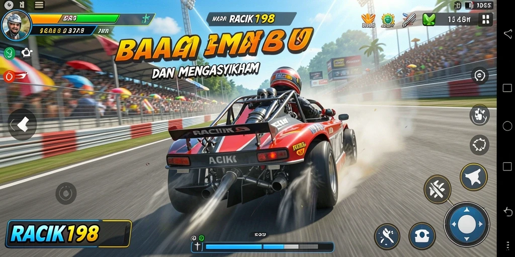 Gameplay Racing yang menegangkan dalam RACIK198.