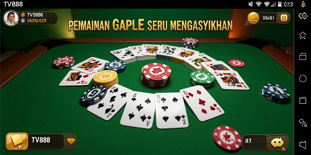 Tampilan screenshot menunjukkan permainan Gaple yang seru di TV888.