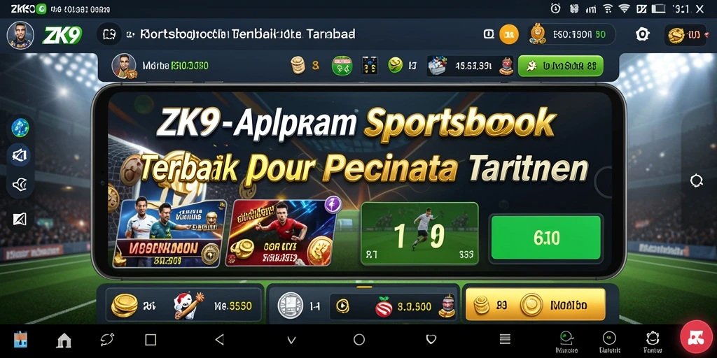 Gambar layar utama ZK9 menampilkan fitur sportsbook yang menarik.